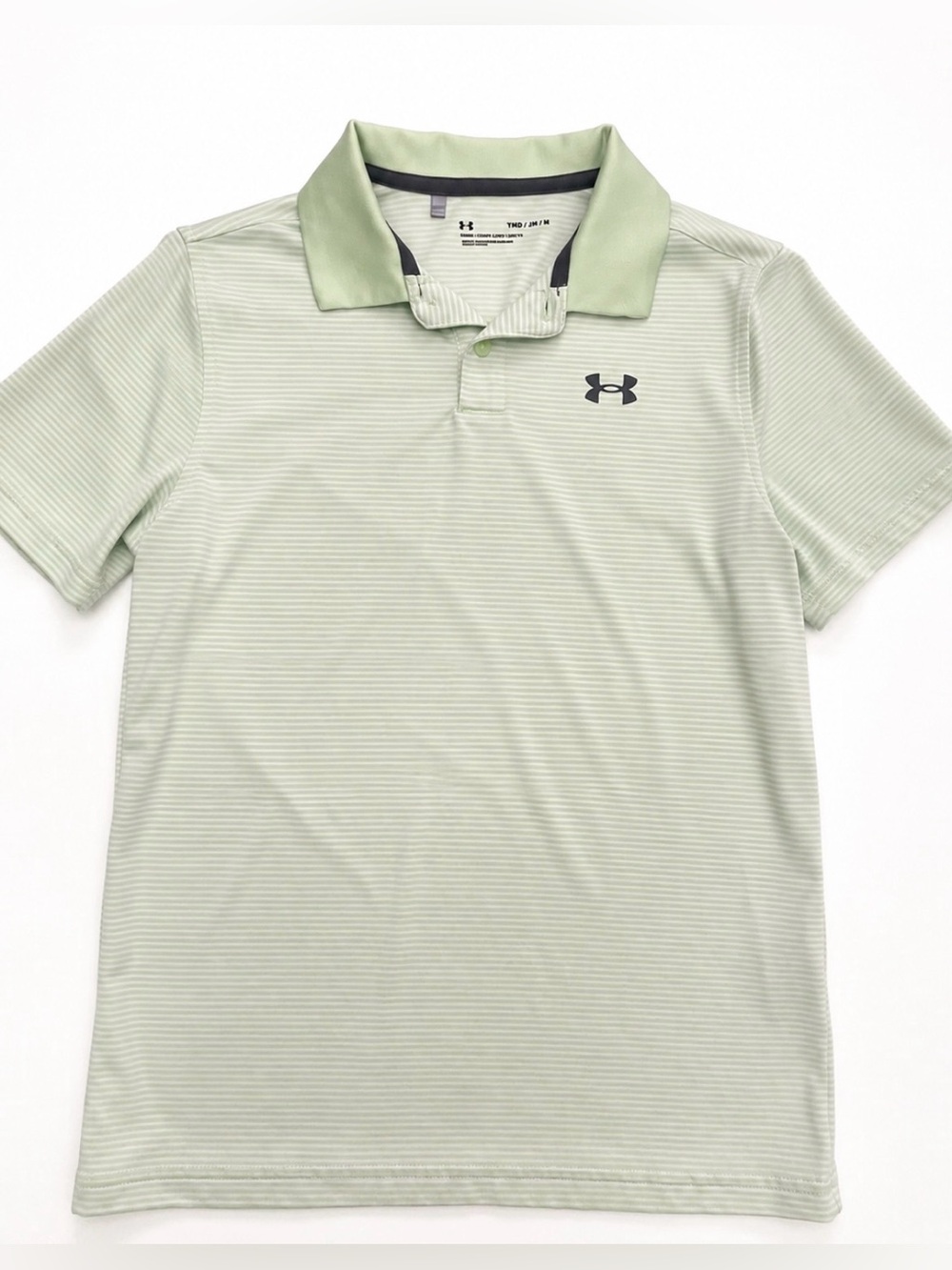 Under Armour Boys’ Light Green Striped Performance Polo